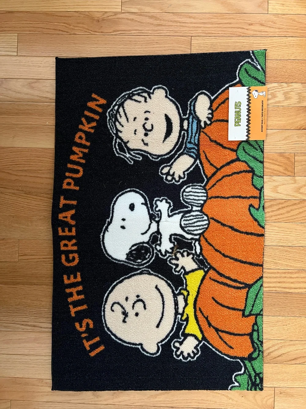 Peanuts Black and Orange Great Pumpkin Door Mat